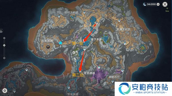 《原神》层岩巨渊地下矿区两处钓鱼点位置2