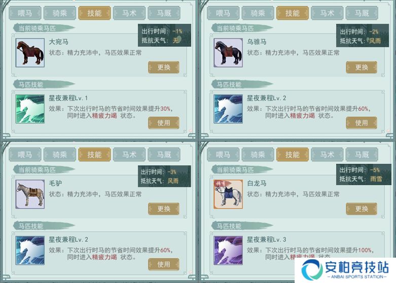 江湖悠悠马匹技能大全 只有白龙马怎么玩
